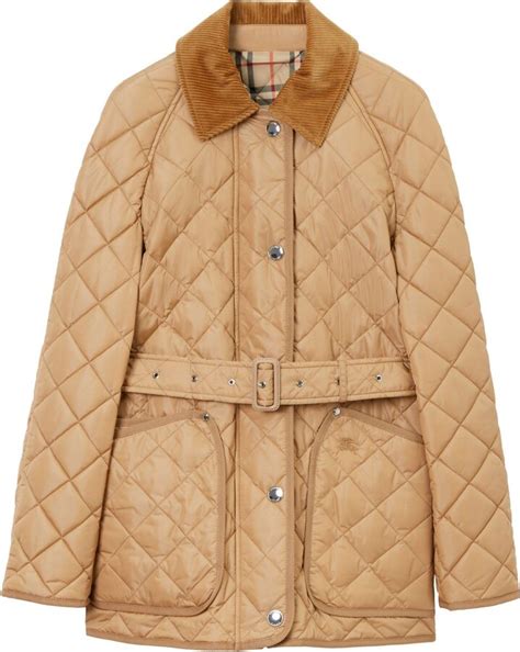 burberry womens quilted belted jacket|Burberry women's diamond quilted jacket.